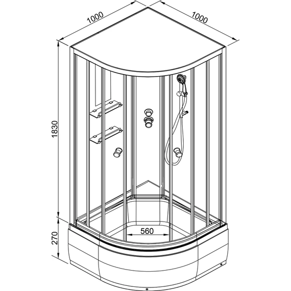 Душевая кабина Avacan 100x100 см EM2710NLED, хром/узор (безсиликоновая сборка) фото 25