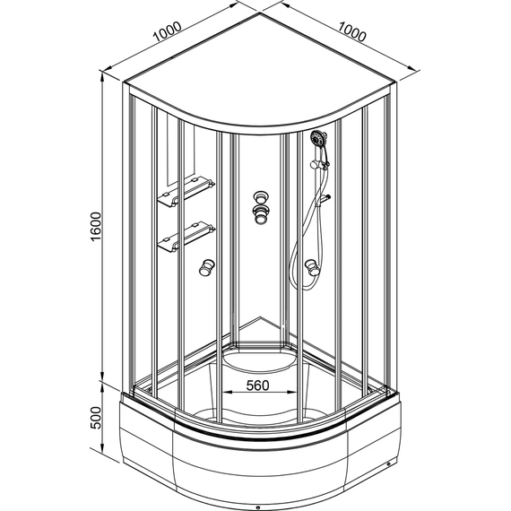 Душевая кабина Avacan 100x100 см EM4510NLED, хром/узор (безсиликоновая сборка) фото 23