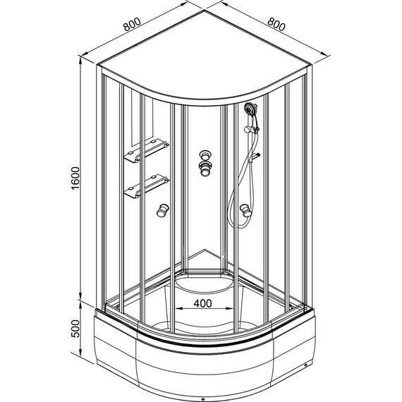Душевая кабина Avacan 80x80 см EM4580NLED, хром/узор (безсиликоновая сборка) фото 21