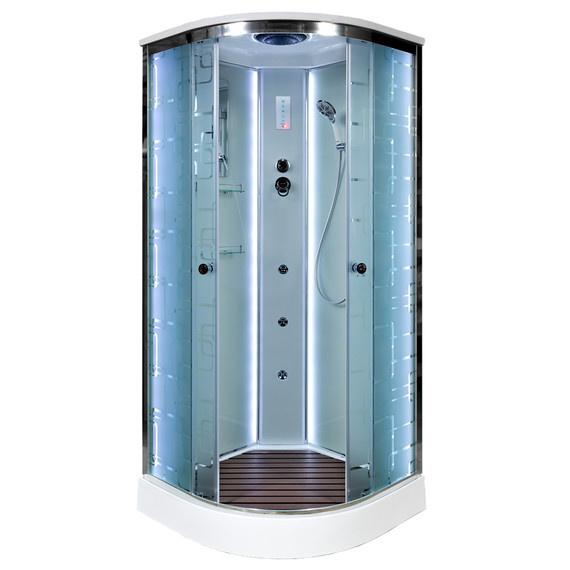 Гидробокс Avacan 80x80 см EM1580LED+GM, хром/узор (безсиликоновая сборка) -  Гидробокс Avacan 80x80 см EM1580LED+GM, хром/узор (безсиликоновая сборка) фото