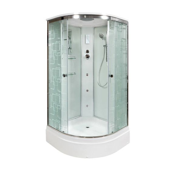 Гидробокс Avacan 100x100 см EM2710GM+EL, хром/узор (безсиликоновая сборка) -  Гидробокс Avacan 100x100 см EM2710GM+EL, хром/узор (безсиликоновая сборка) фото