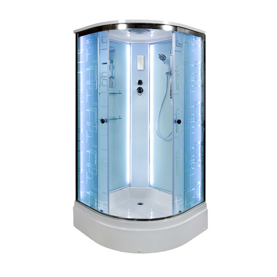 Душевая кабина Avacan 100x100 см EM2710LED, хром/узор (безсиликоновая сборка) -  Душевая кабина Avacan 100x100 см EM2710LED, хром/узор (безсиликоновая сборка) фото