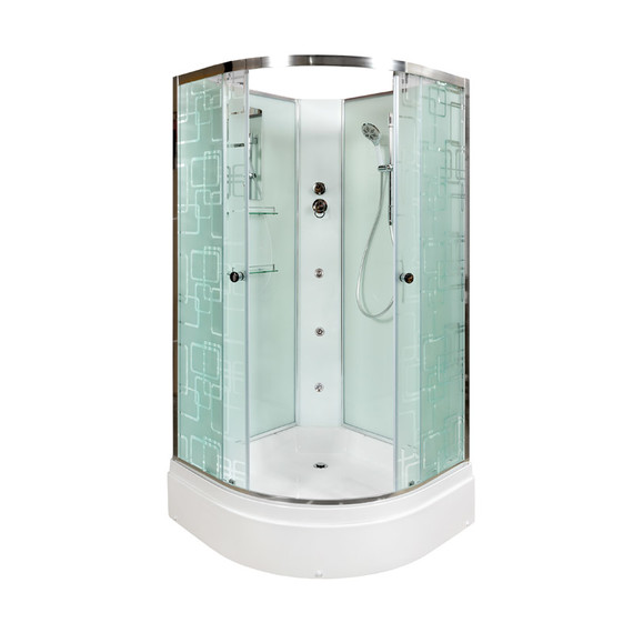 Гидробокс Avacan 100x100 см EM2710NGM, хром/узор (безсиликоновая сборка) -  Гидробокс Avacan 100x100 см EM2710NGM, хром/узор (безсиликоновая сборка) фото