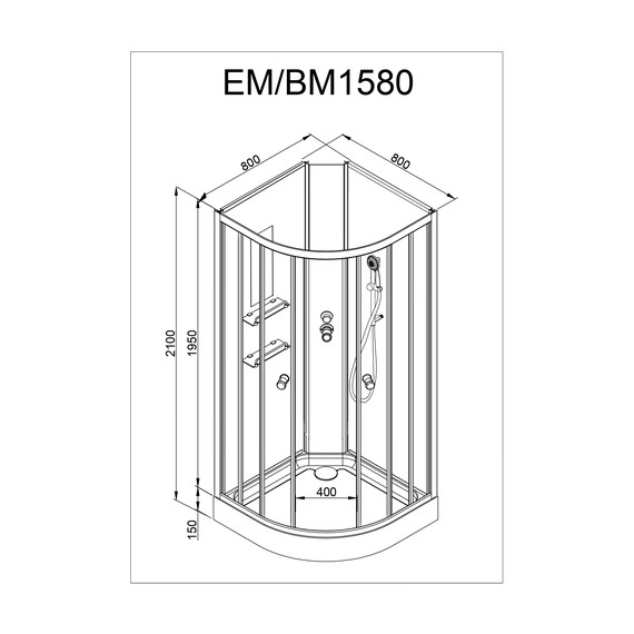 Душевая кабина Avacan 80x80 см EM1580NLED, хром/узор (безсиликоновая сборка) фото 22