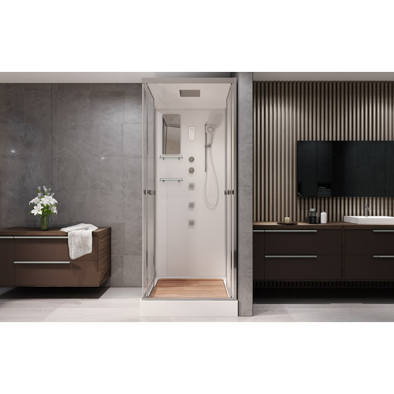 Гидробокс Avacan 80x80 см V8015, хром/прозрачное (безсиликоновая сборка) - 3 Гидробокс Avacan 80x80 см V8015, хром/прозрачное (безсиликоновая сборка) фото 3