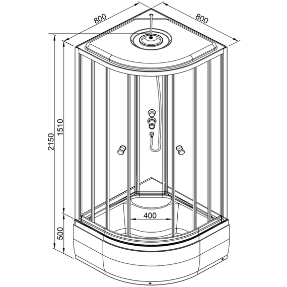 Душевая кабина Avacan 80x80 см L980EL, хром/узор (безсиликоновая сборка) фото 22