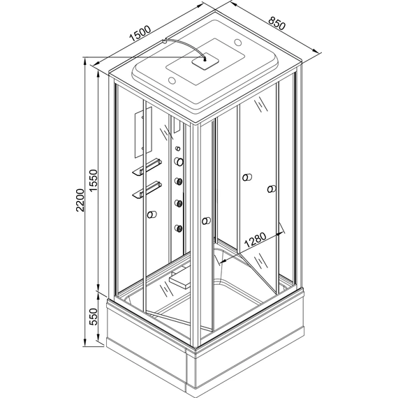 Гидробокс Avacan 150x85 см V150, хром/прозрачное (безсиликоновая сборка) - 16 Гидробокс Avacan 150x85 см V150, хром/прозрачное (безсиликоновая сборка) фото 16