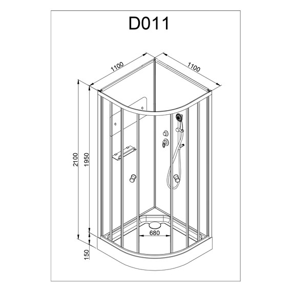 Душевая кабина Avacan 110x110 см D011, хром/матовое (безсиликоновая сборка) фото 24