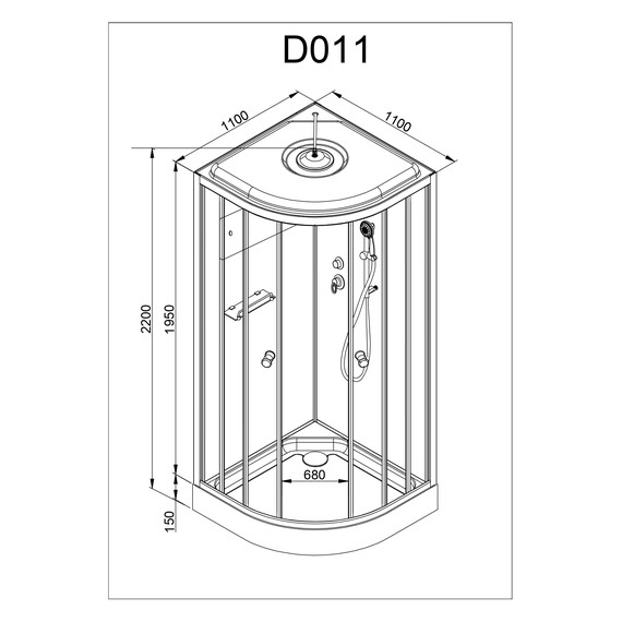 Душевая кабина Avacan 110x110 см D011SLED, хром/матовое (безсиликоновая сборка) фото 26