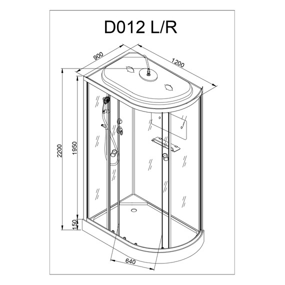 Душевая кабина Avacan 120x90 см D012SLLED, хром/матовое (безсиликоновая сборка) фото 20