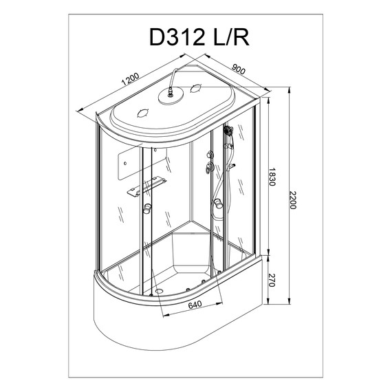 Душевая кабина Avacan 120x90 см D312SR, хром/матовое (безсиликоновая сборка) фото 21