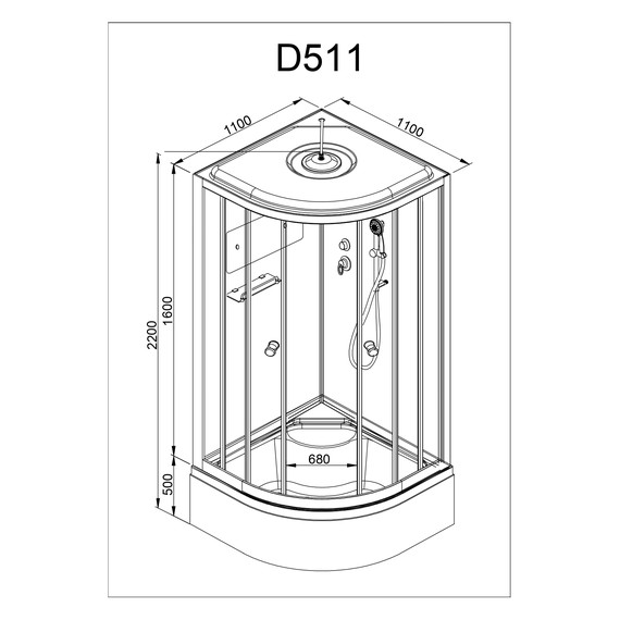Душевая кабина Avacan 110x110 см D511SLED, хром/матовое (безсиликоновая сборка) фото 24