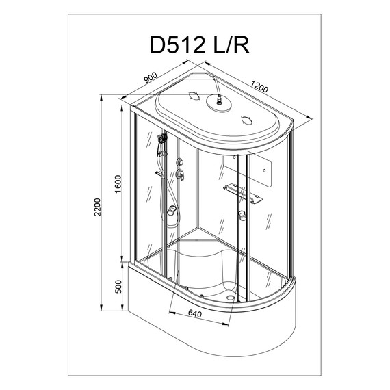 Душевая кабина Avacan 120x90 см D512SL, хром/матовое (безсиликоновая сборка) фото 17