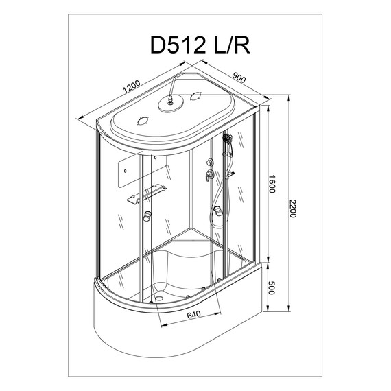 Душевая кабина Avacan 120x90 см D512SR, хром/матовое (безсиликоновая сборка) фото 20