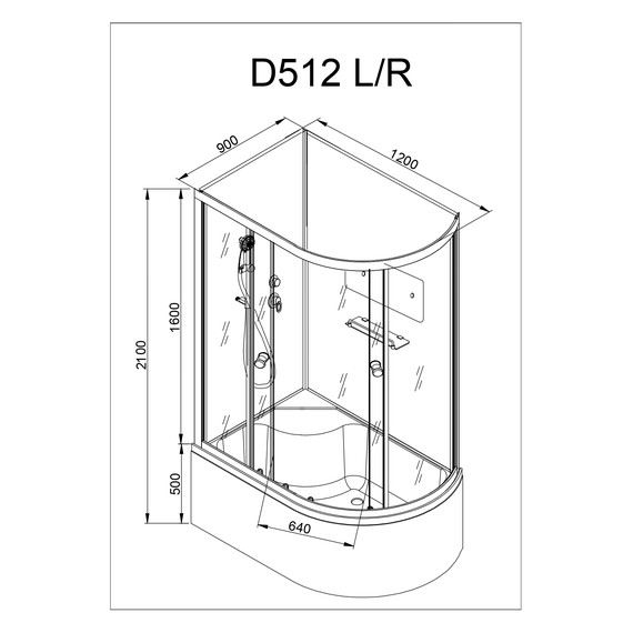 Душевая кабина Avacan 120x90 см D512L, хром/матовое (безсиликоновая сборка) фото 14