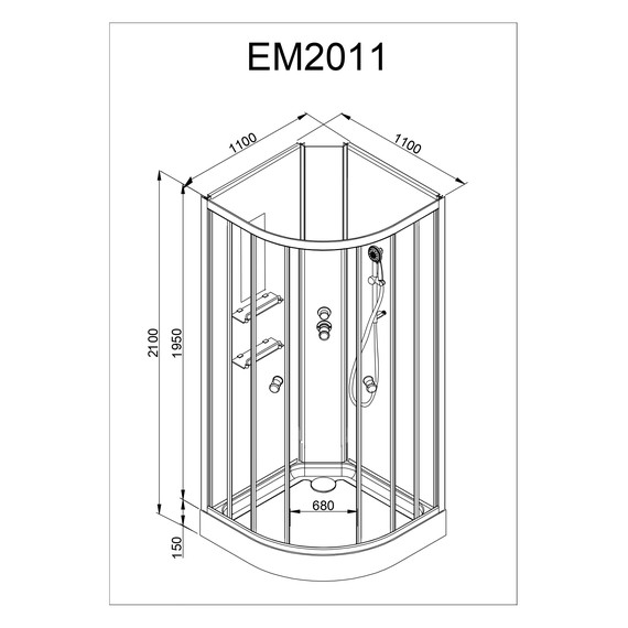 Душевая кабина Avacan 110x110 см EM2011N, белый/узор (безсиликоновая сборка) фото 25