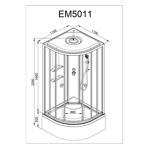 Душевая кабина Avacan 110x110 см D511S, хром/матовое (безсиликоновая сборка) фото 23