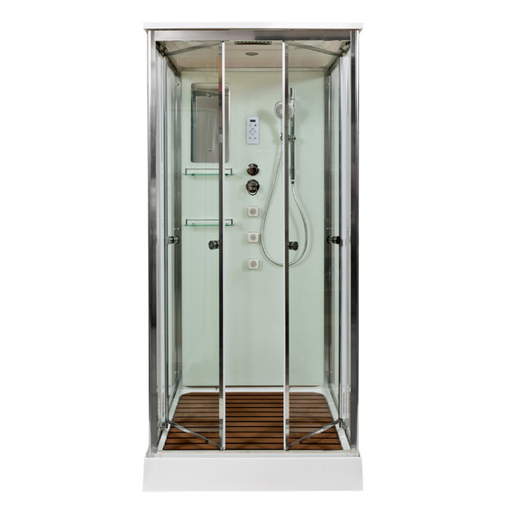 Гидробокс Avacan 80x80 см V8015, хром/прозрачное (безсиликоновая сборка) - 2 Гидробокс Avacan 80x80 см V8015, хром/прозрачное (безсиликоновая сборка) фото 2