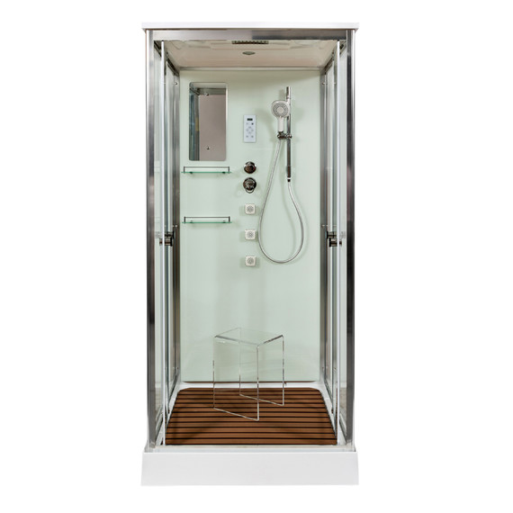 Гидробокс Avacan 80x80 см V8015, хром/прозрачное (безсиликоновая сборка) - 5 Гидробокс Avacan 80x80 см V8015, хром/прозрачное (безсиликоновая сборка) фото 5