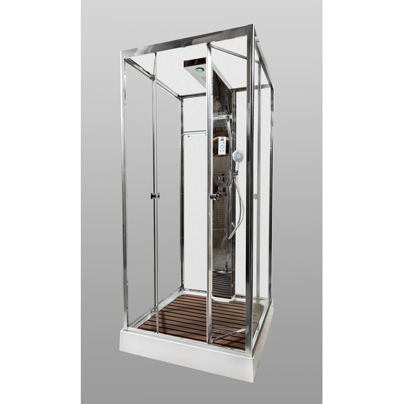 Гидробокс Avacan 100x100 см Z111MT, хром/прозрачное (безсиликоновая сборка) -  Гидробокс Avacan 100x100 см Z111MT, хром/прозрачное (безсиликоновая сборка) фото