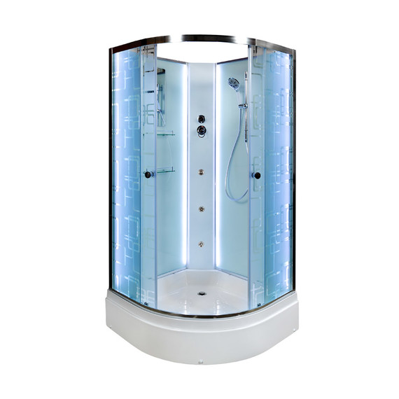 Гидробокс Avacan 110x110 см EM3011NLED+GM, хром/узор (безсиликоновая сборка) -  Гидробокс Avacan 110x110 см EM3011NLED+GM, хром/узор (безсиликоновая сборка) фото