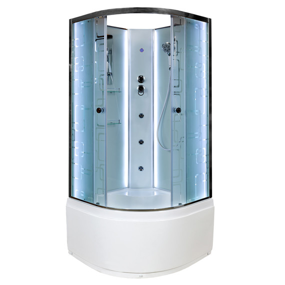 Гидробокс Avacan 110x110 см EM5011NLED+GM, хром/узор (безсиликоновая сборка) -  Гидробокс Avacan 110x110 см EM5011NLED+GM, хром/узор (безсиликоновая сборка) фото