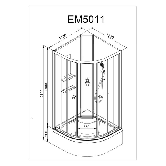 Гидробокс Avacan 110x110 см EM5011NGM, хром/узор (безсиликоновая сборка) - 17 Гидробокс Avacan 110x110 см EM5011NGM, хром/узор (безсиликоновая сборка) фото 17