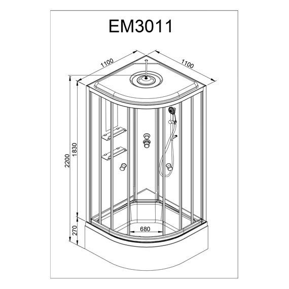 Душевая кабина Avacan 110x110 см EM3011, хром/узор (безсиликоновая сборка) фото 22