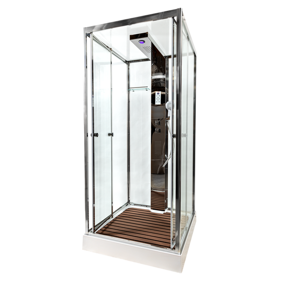 Гидробокс Avacan 100x100 см Z111, хром/прозрачное (безсиликоновая сборка) - 2 Гидробокс Avacan 100x100 см Z111, хром/прозрачное (безсиликоновая сборка) фото 2