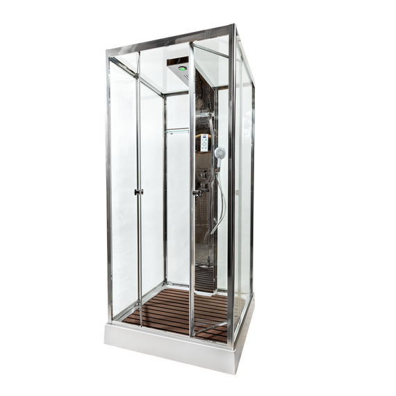 Гидробокс Avacan 100x100 см Z111, хром/прозрачное (безсиликоновая сборка) -  Гидробокс Avacan 100x100 см Z111, хром/прозрачное (безсиликоновая сборка) фото