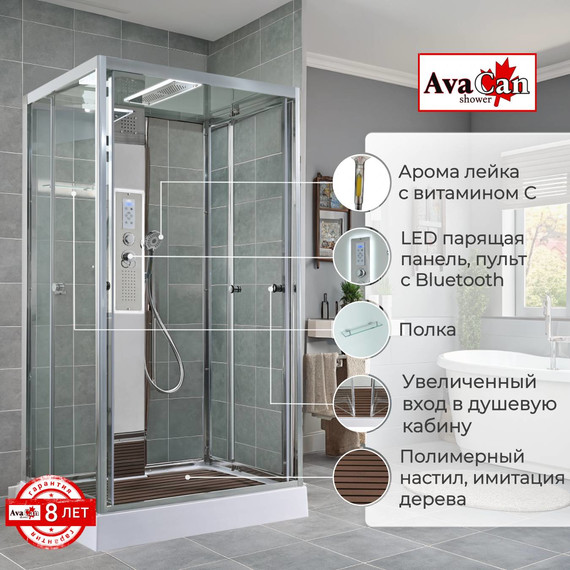 Гидробокс Avacan 120x90 см Z1912LED, хром/прозрачное (безсиликоновая сборка) - 2 Гидробокс Avacan 120x90 см Z1912LED, хром/прозрачное (безсиликоновая сборка) фото 2