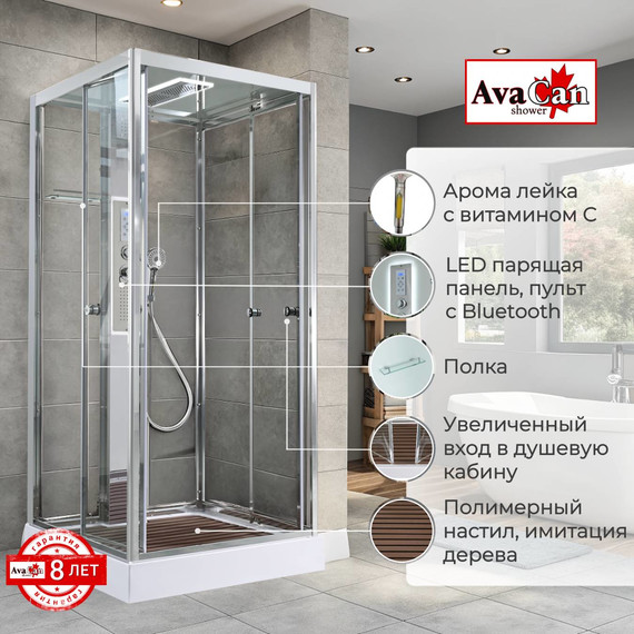 Гидробокс Avacan 100x100 см Z1910LED, хром/прозрачное (безсиликоновая сборка) - 2 Гидробокс Avacan 100x100 см Z1910LED, хром/прозрачное (безсиликоновая сборка) фото 2