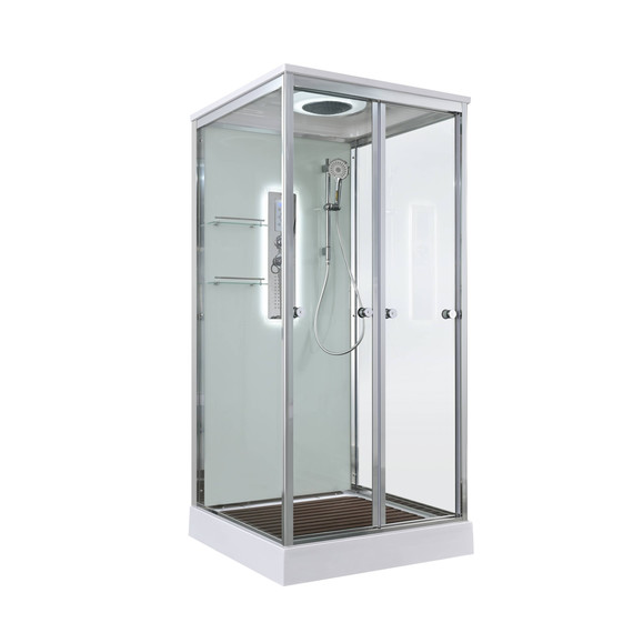 Гидробокс Avacan 80x80 см V2080LED, хром/прозрачное (безсиликоновая сборка) -  Гидробокс Avacan 80x80 см V2080LED, хром/прозрачное (безсиликоновая сборка) фото