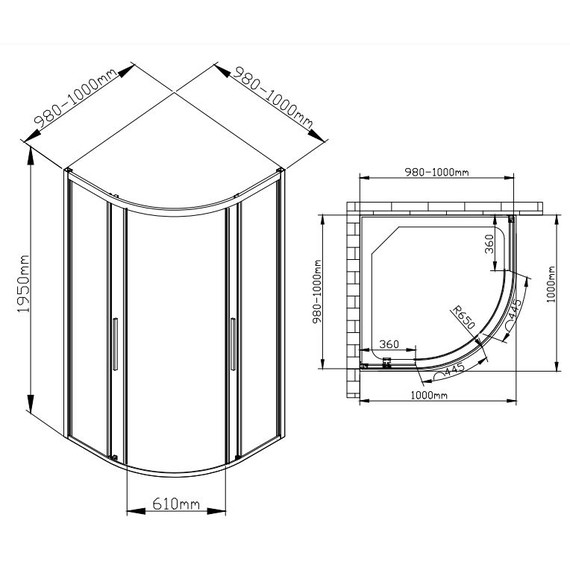 Душевое ограждение Avacan 100х100 см HB100, чёрный/узор фото 11