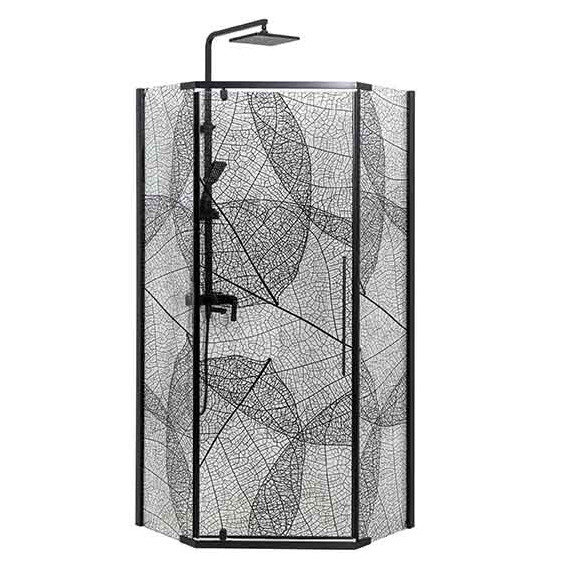 Душевое ограждение Avacan 100х100 см PB100, чёрный/узор фото 4