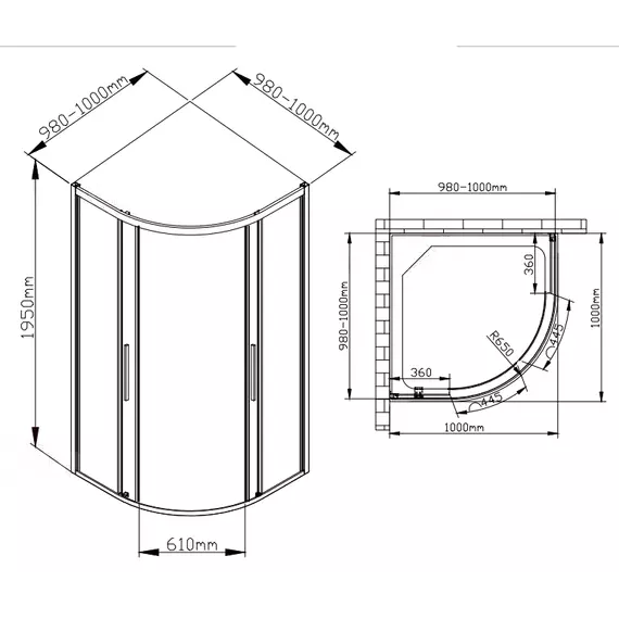 Душевое ограждение Avacan 100х100 см HC100MT, хром/матовое фото 8