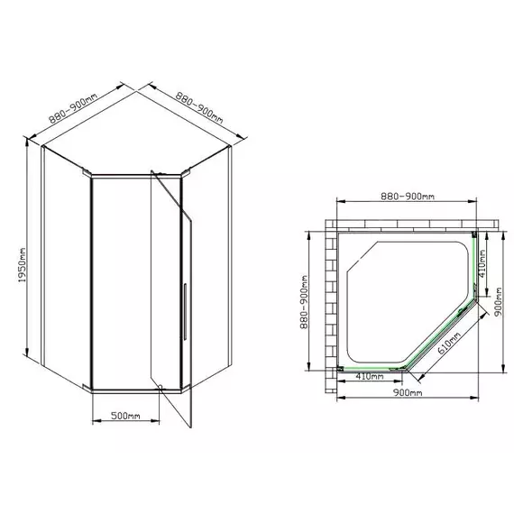 Душевое ограждение Avacan 90х90 см PB90MT, чёрный/матовое фото 6