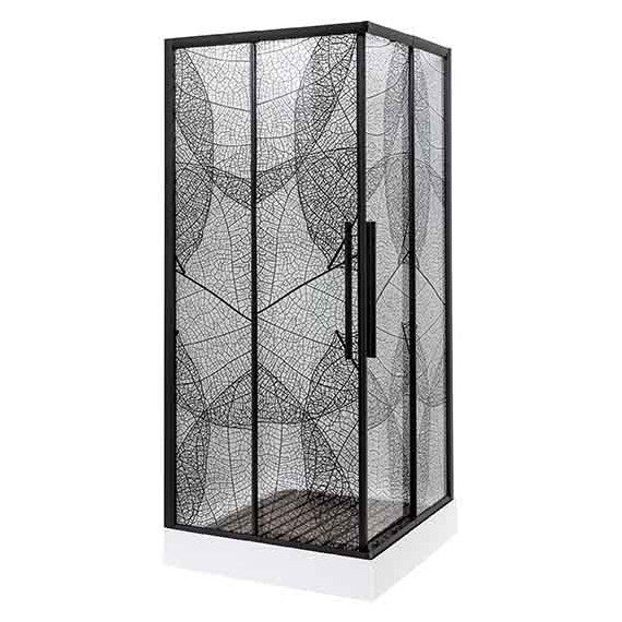 Душевое ограждение Avacan (100-110)х(100-110) см KB100, чёрный/узор фото 3