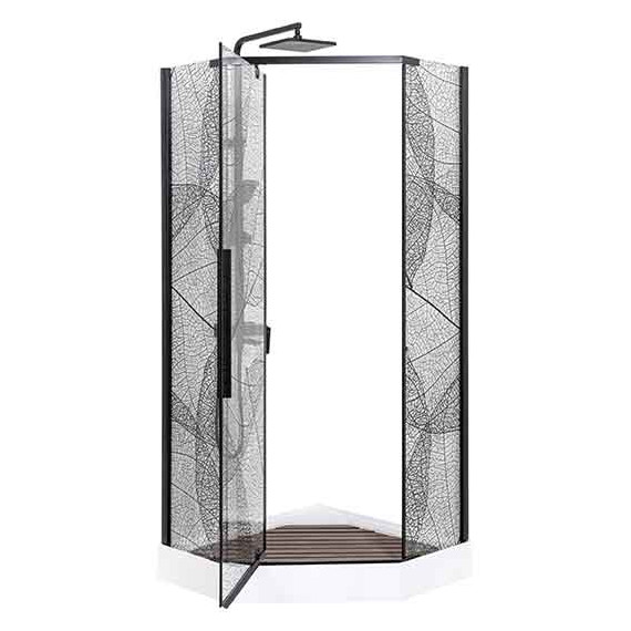Душевое ограждение Avacan 100х100 см PB100, чёрный/узор фото 3