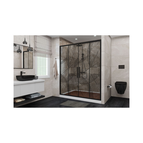 Душевая дверь Avacan (170-190) см FB2-170, чёрный/узор -  Душевая дверь Avacan (170-190) см FB2-170, чёрный/узор фото