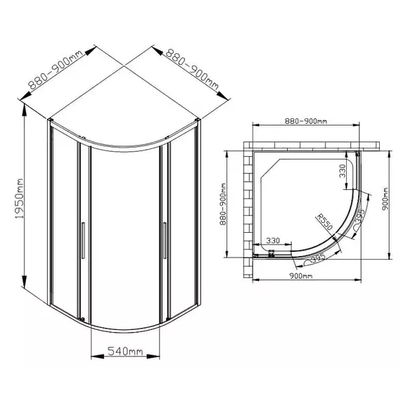 Душевое ограждение Avacan 90х90 см HC90MT, хром/матовое фото 8