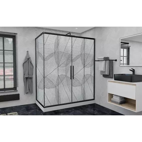 Душевое ограждение Avacan (170-190)х100 см FB2-170-SB100MT, чёрный/матовое фото 2