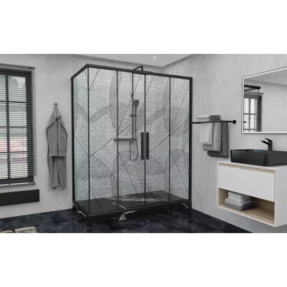 Душевое ограждение Avacan (190-210)х80 см FB2-190-SB80, чёрный/узор фото 5