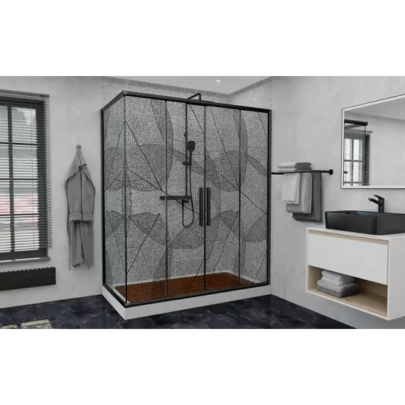 Душевое ограждение Avacan (170-190)х100 см FB2-170-SB100, чёрный/узор фото 4
