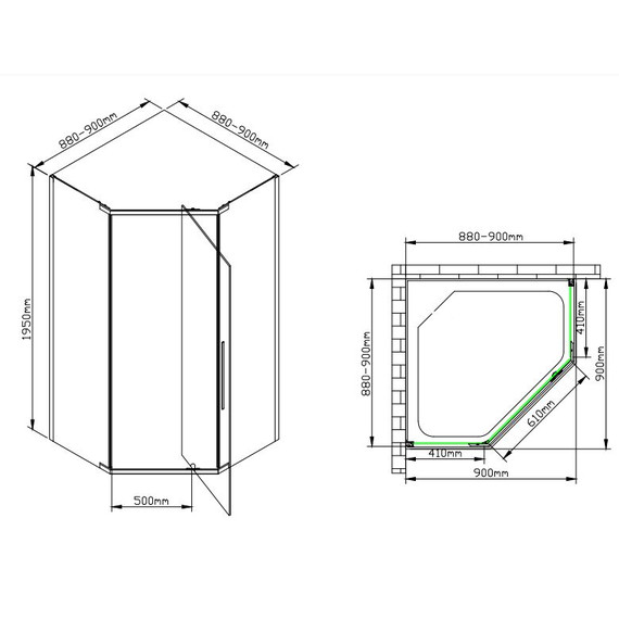 Душевое ограждение Avacan 90х90 см PB90, чёрный/узор фото 14