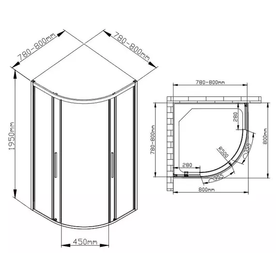 Душевое ограждение Avacan 80х80 см HC80MT, хром/матовое фото 8