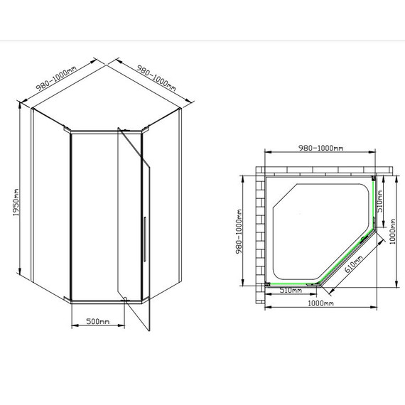 Душевое ограждение Avacan 100х100 см PB100, чёрный/узор фото 12