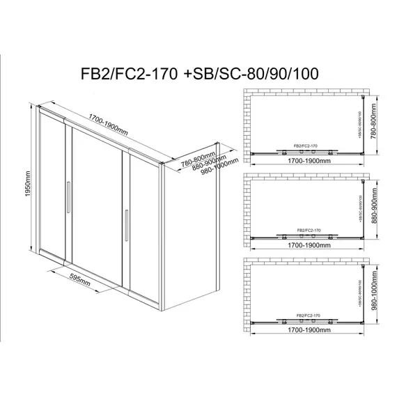 Душевое ограждение Avacan (170-190)х90 см FB2-170-SB90MT, чёрный/матовое фото 13