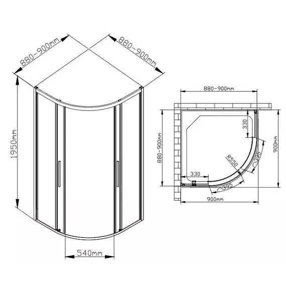 Душевое ограждение Avacan 90х90 см HB90MT, чёрный/матовое фото 11