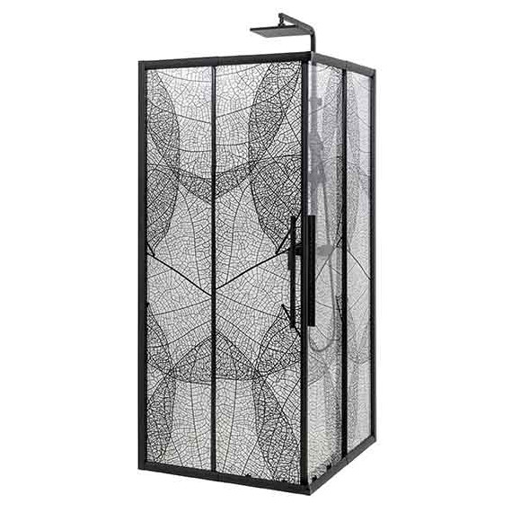 Душевое ограждение Avacan (100-110)х(100-110) см KB100, чёрный/узор фото 2